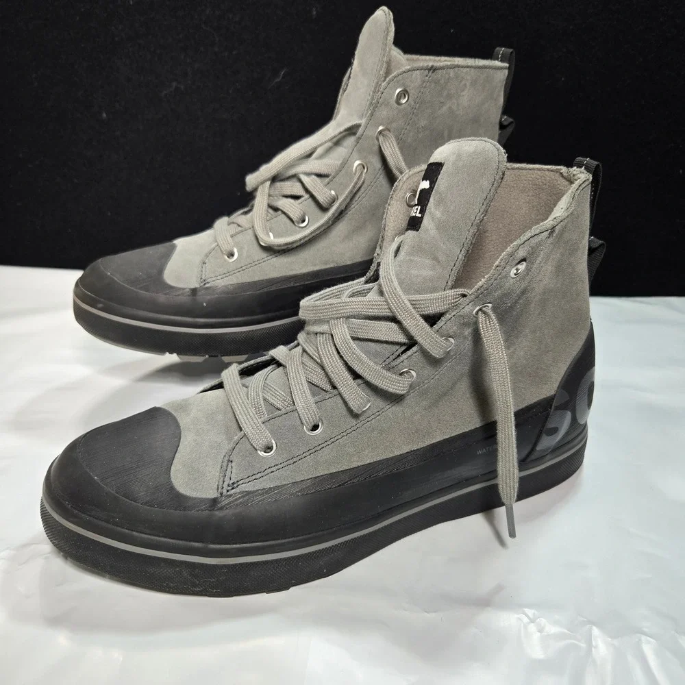 SOREL Men's Cheyanne Metro II Sneak Waterproof‎ Boots Black Grey Suede Mens 11.5
